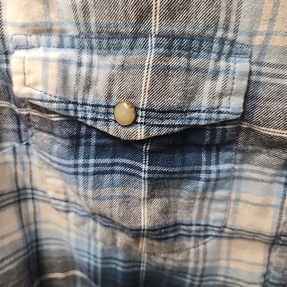 JACHS Girlfriend Ladies Blue Plaid Flannel Shirt - Size Large - Picture 6 of 9